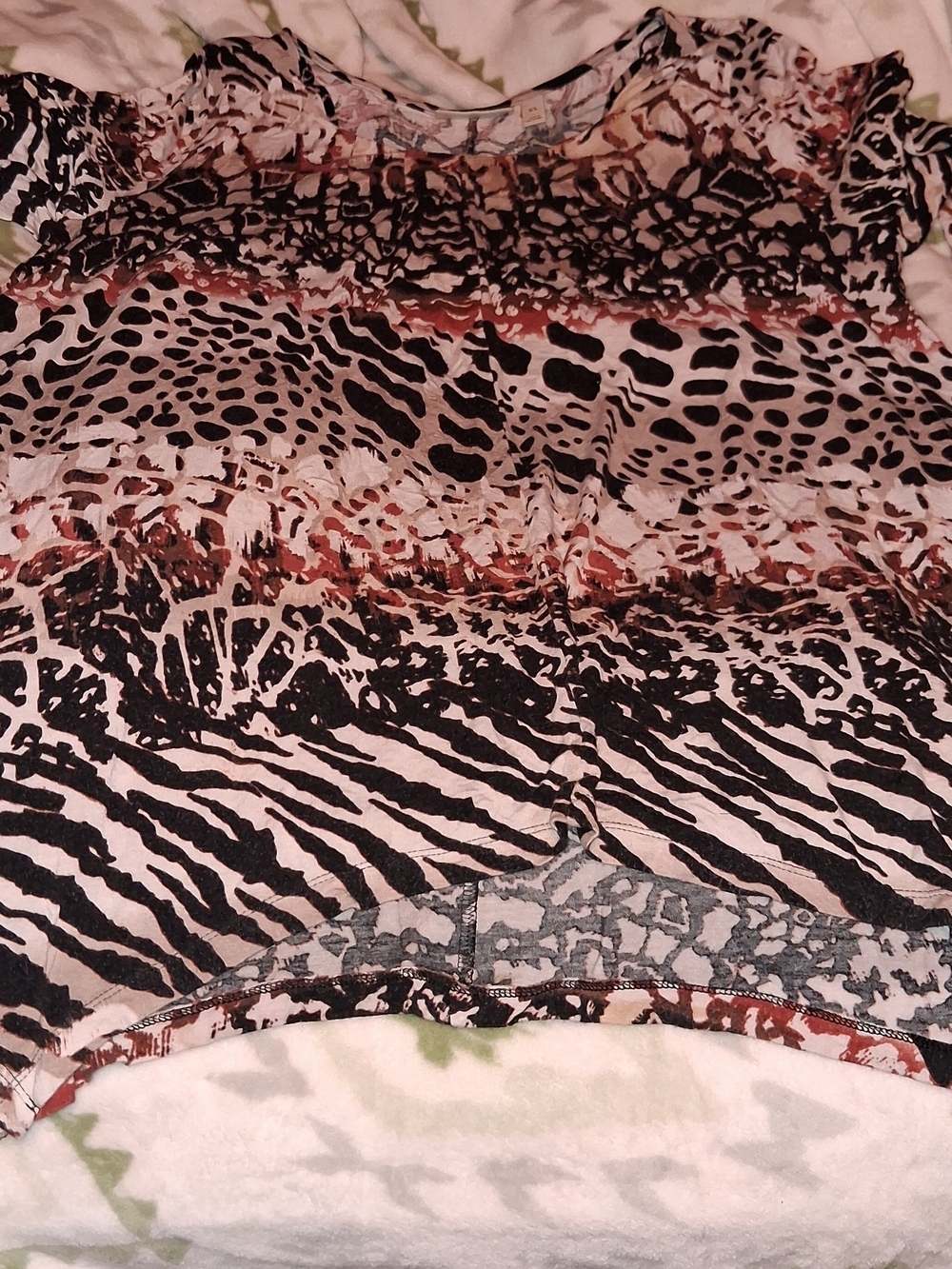 Women's Animal-Print Tunic Top in Brown and Black